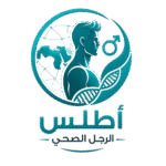 شعار أطلس الرجل الصحي - رسم تعبيري مع خريطة الوطن العربي
