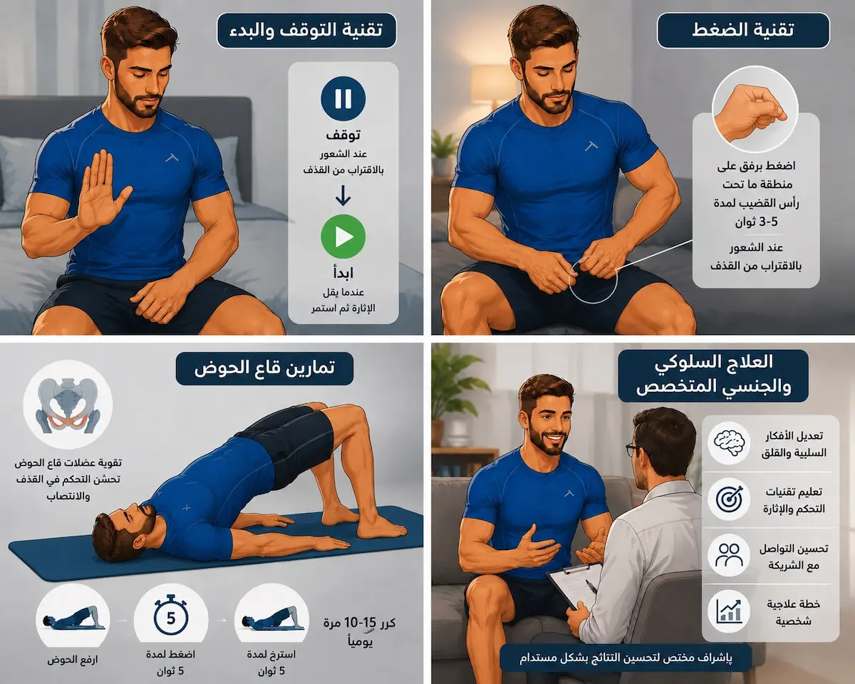 لقطة فوتوغرافية لشاب يمارس تقنيات الاسترخاء والتحكم السلوكي لمناقشة الدليل العلمي لاختيار علاج سرعة القذف بدون أدوية.