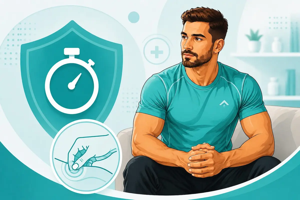 لقطة فوتوغرافية لشاب يمارس تركيز الانتباه والتحكم بالاستجابة العصبية لمناقشة الدليل العلمي الشامل لتقنية الضغط لعلاج سرعة القذف.